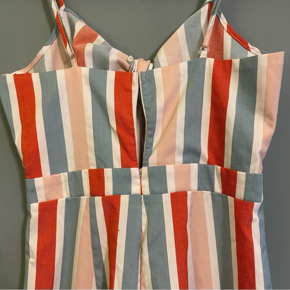 Romeo Juliet Pink Blue Striped Tie Front Couture Jumpsuit Sz M - Picture 6 of 7